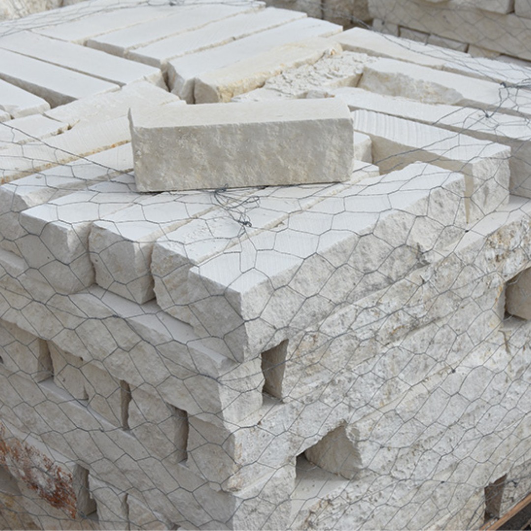 White Texas Limestone Chop block Edging